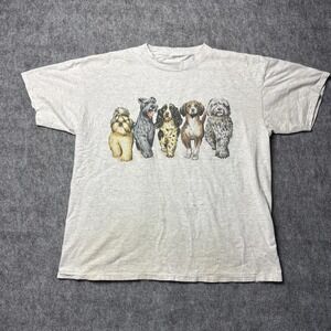 Dog Graphic T-Shirt All Over Print Front & Back Animal Tee Men's Size XL